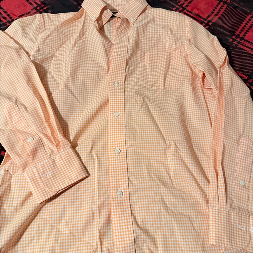 Ralph Lauren Men's Peach Checkered Shirt